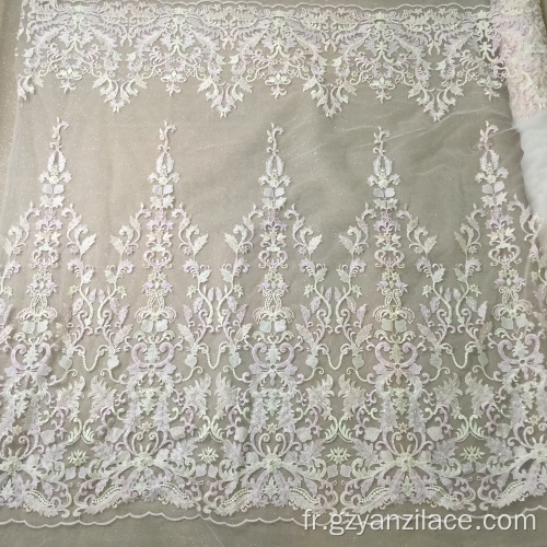 Tissu perlé de haute qualité de mariage de broderie à la main